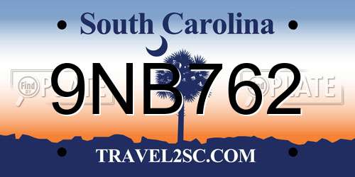 9NB762 South Carolina License Plate