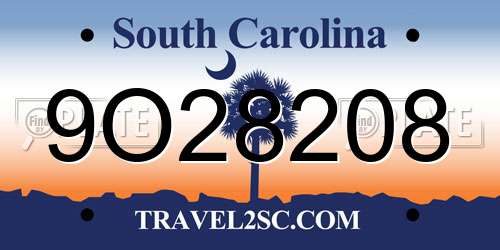 9O28208 South Carolina License Plate