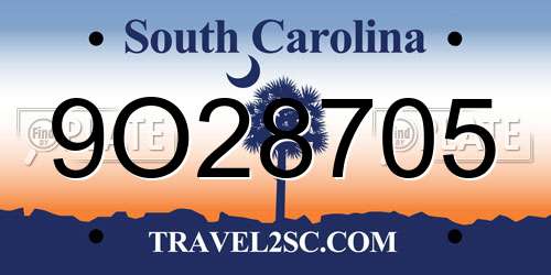 9O28705 South Carolina License Plate