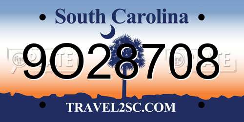 9O28708 South Carolina License Plate