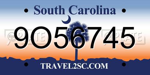 9O56745 South Carolina License Plate