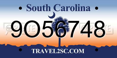 9O56748 South Carolina License Plate