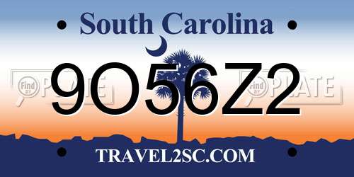 9O56Z2 South Carolina License Plate