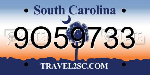 9O59733 South Carolina License Plate