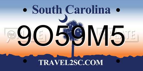 9O59M5 South Carolina License Plate