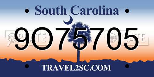 9O75705 South Carolina License Plate