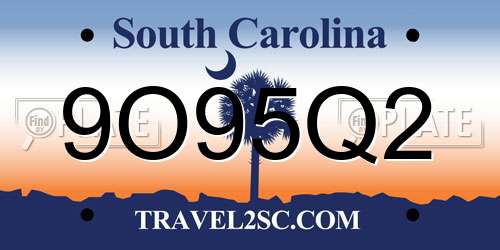 9O95Q2 South Carolina License Plate