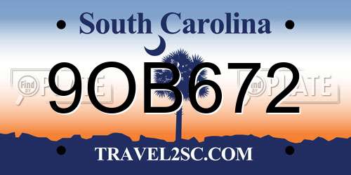 9OB672 South Carolina License Plate