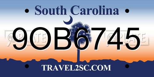 9OB6745 South Carolina License Plate