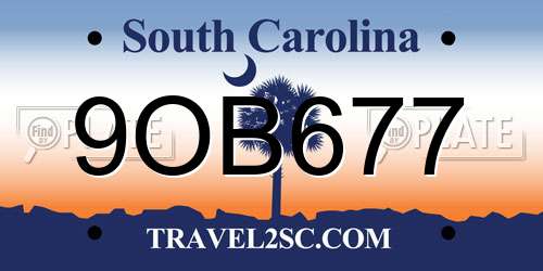 9OB677 South Carolina License Plate