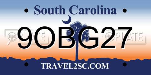 9OBG27 South Carolina License Plate