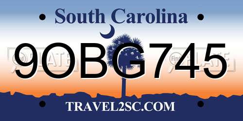 9OBG745 South Carolina License Plate