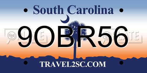9OBR56 South Carolina License Plate