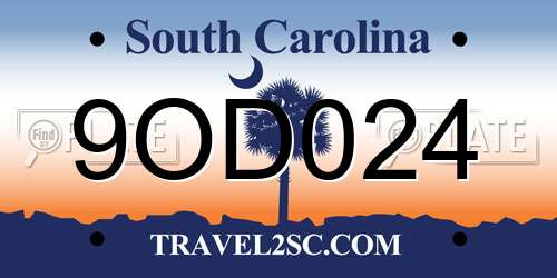 9OD024 South Carolina License Plate