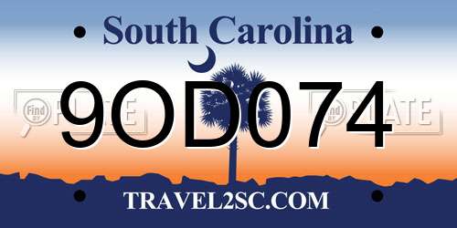 9OD074 South Carolina License Plate