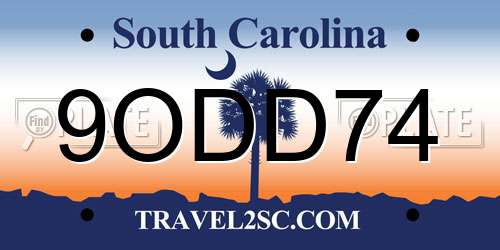9ODD74 South Carolina License Plate
