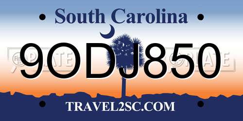 9ODJ850 South Carolina License Plate