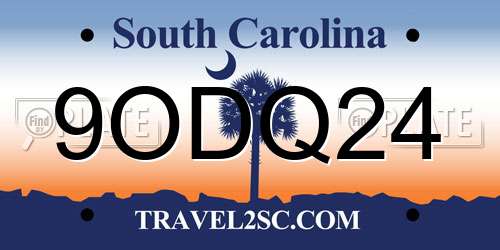 9ODQ24 South Carolina License Plate