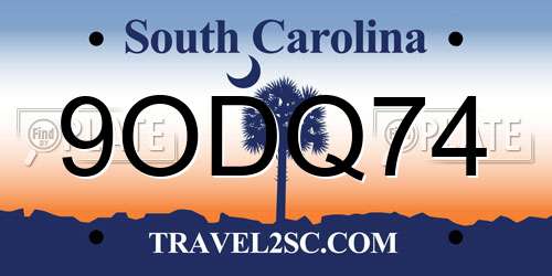 9ODQ74 South Carolina License Plate