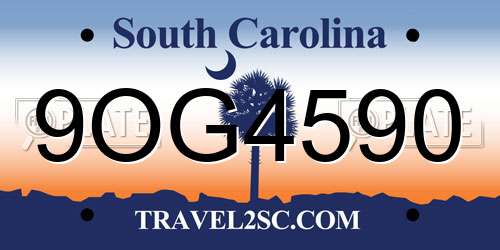 9OG4590 South Carolina License Plate