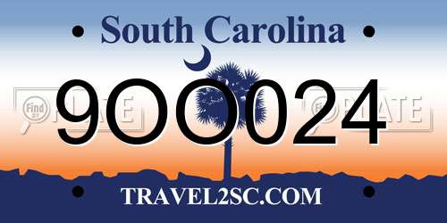 9OO024 South Carolina License Plate