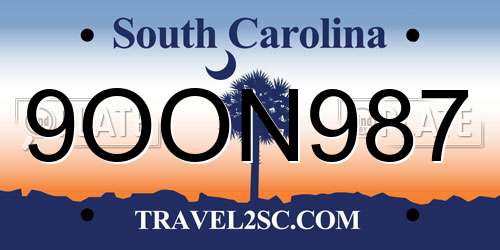9OON987 South Carolina License Plate