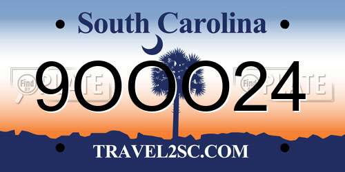 9OOO24 South Carolina License Plate