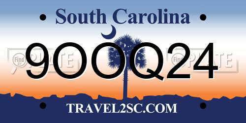 9OOQ24 South Carolina License Plate