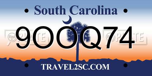 9OOQ74 South Carolina License Plate