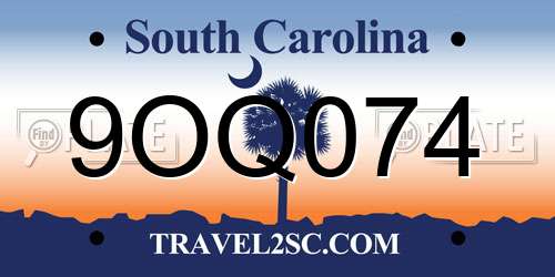 9OQ074 South Carolina License Plate