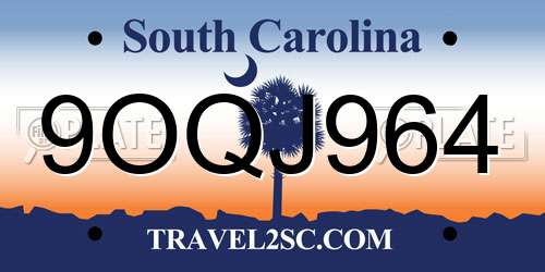 9OQJ964 South Carolina License Plate