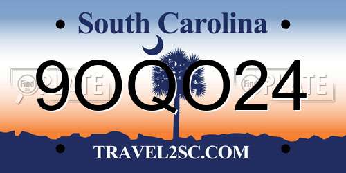 9OQO24 South Carolina License Plate