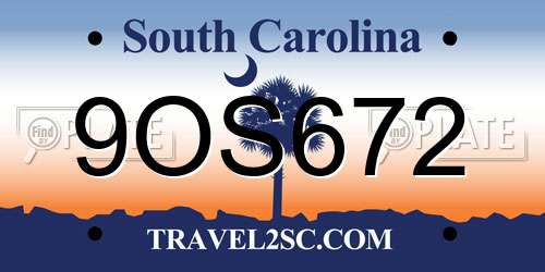 9OS672 South Carolina License Plate