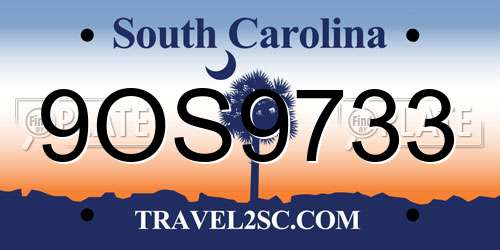 9OS9733 South Carolina License Plate