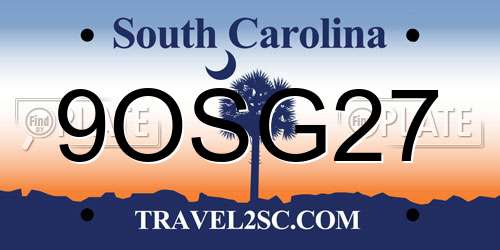 9OSG27 South Carolina License Plate
