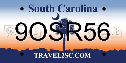 9OSR56 South Carolina License Plate