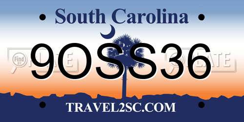 9OSS36 South Carolina License Plate