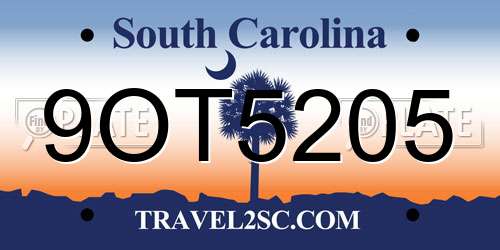 9OT5205 South Carolina License Plate