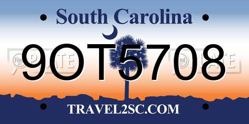 9OT5708 South Carolina License Plate