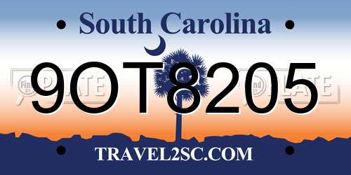 9OT8205 South Carolina License Plate