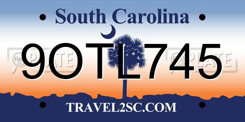 9OTL745 South Carolina License Plate