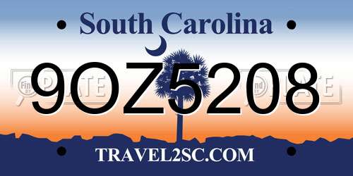 9OZ5208 South Carolina License Plate