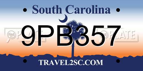 9PB357 South Carolina License Plate