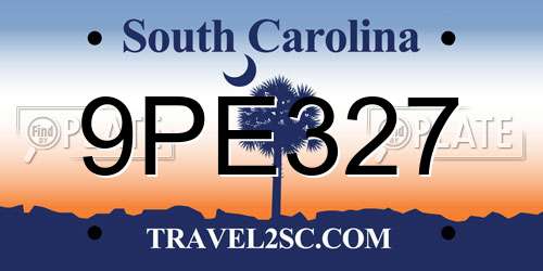 9PE327 South Carolina License Plate