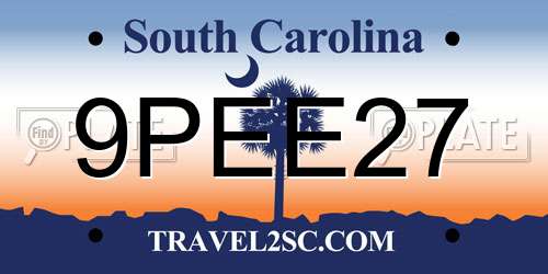 9PEE27 South Carolina License Plate