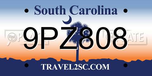9PZ808 South Carolina License Plate