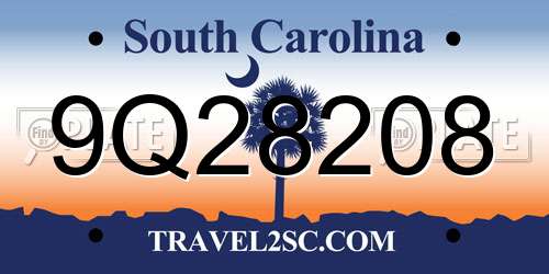 9Q28208 South Carolina License Plate