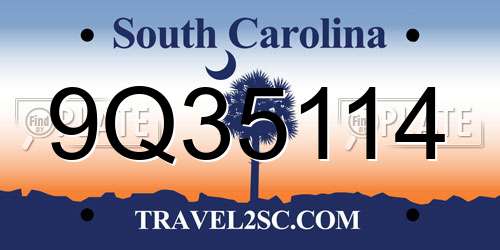 9Q35114 South Carolina License Plate