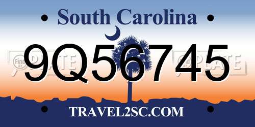 9Q56745 South Carolina License Plate