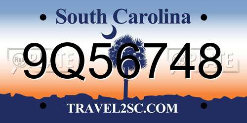 9Q56748 South Carolina License Plate